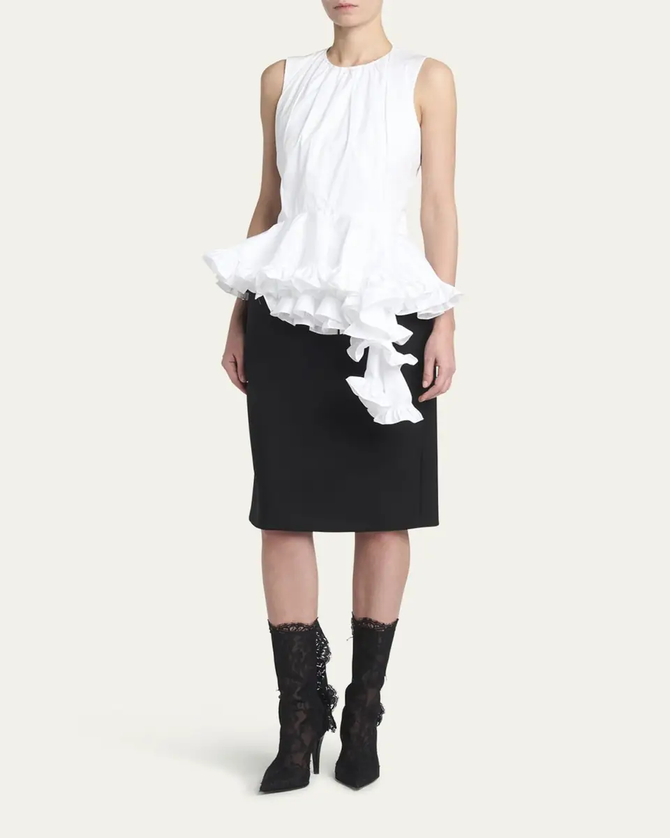 Alexander McQueen Asymmetric Ruffled Peplum-Hem Blouse | Thumbnail 2 Alexander McQueen Asymmetric Ruffled Peplum-Hem Blouse | Thumbnail 2