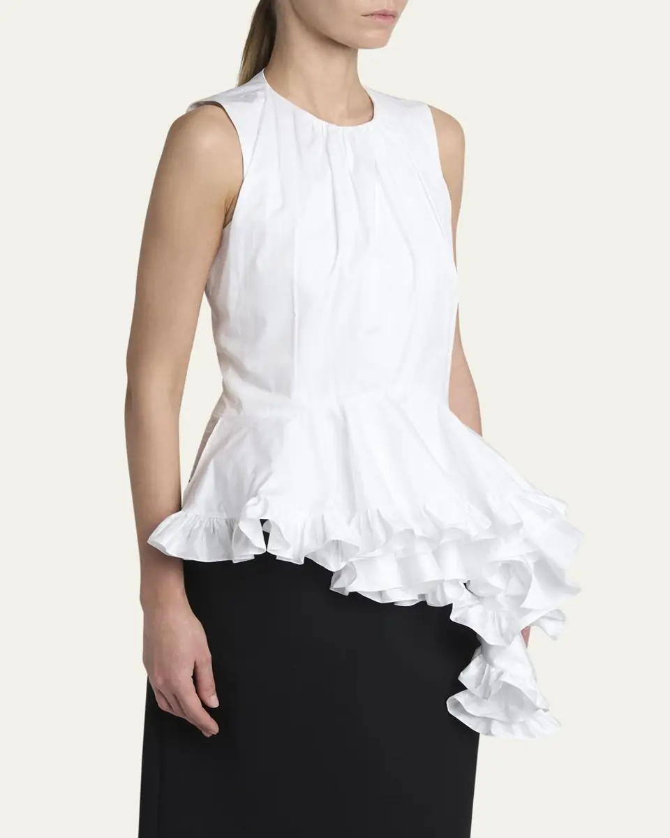 Alexander McQueen Asymmetric Ruffled Peplum-Hem Blouse | Thumbnail 4 Alexander McQueen Asymmetric Ruffled Peplum-Hem Blouse | Thumbnail 4