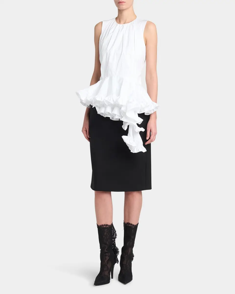 Alexander McQueen Asymmetric Ruffled Peplum-Hem Blouse | Thumbnail 6 Alexander McQueen Asymmetric Ruffled Peplum-Hem Blouse | Thumbnail 6