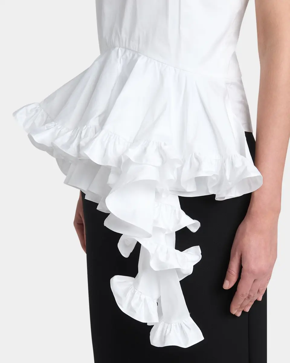 Alexander McQueen Asymmetric Ruffled Peplum-Hem Blouse | Thumbnail 9 Alexander McQueen Asymmetric Ruffled Peplum-Hem Blouse | Thumbnail 9