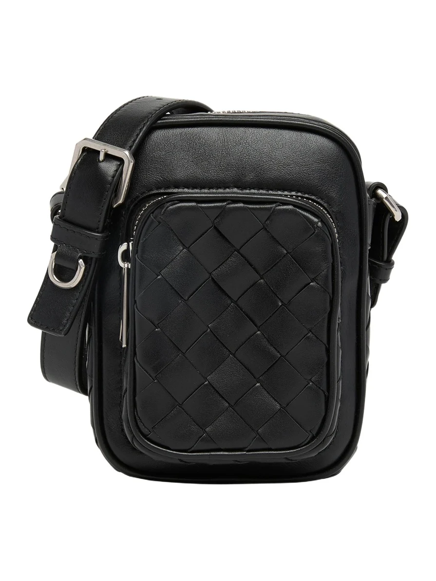 Men's Intrecciato Leather Vertical Crossbody Bag Men's Intrecciato Leather Vertical Crossbody Bag