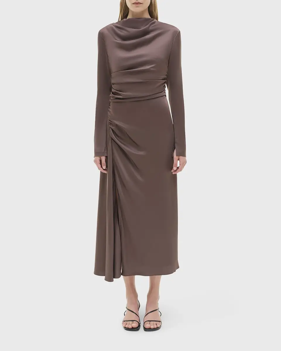 Simkhai Odessa Draped Long-Sleeve Midi Dress | Thumbnail 6 Simkhai Odessa Draped Long-Sleeve Midi Dress | Thumbnail 6