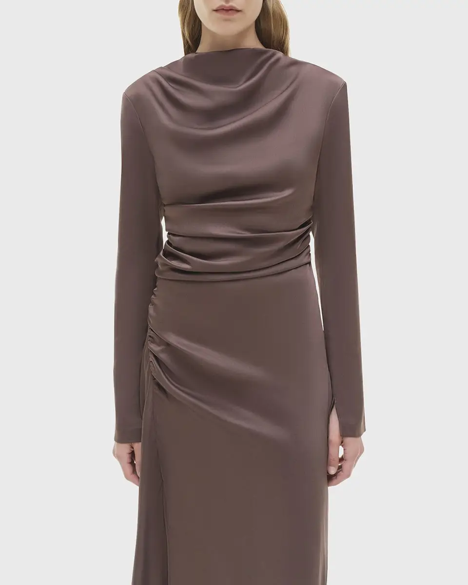 Simkhai Odessa Draped Long-Sleeve Midi Dress | Thumbnail 9 Simkhai Odessa Draped Long-Sleeve Midi Dress | Thumbnail 9