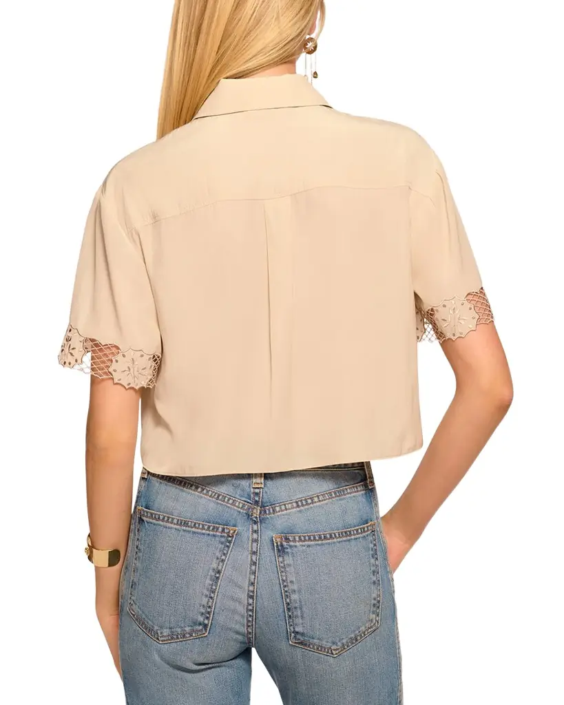 Tania Embroidered Button-Front Top Tania Embroidered Button-Front Top
