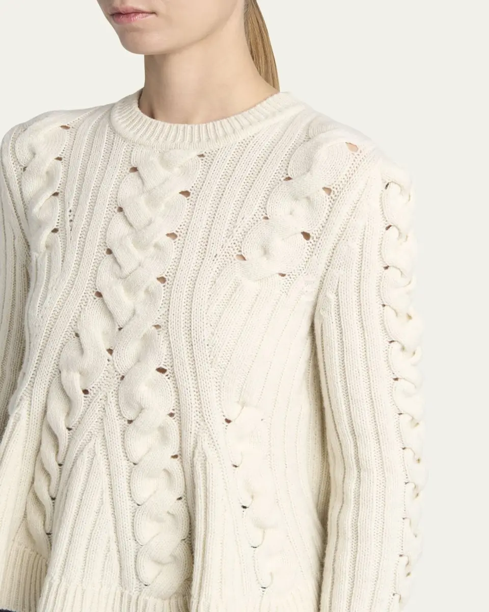 Alexander McQueen Peplum Cable-Knit Wool Cashmere Sweater | Thumbnail 5 Alexander McQueen Peplum Cable-Knit Wool Cashmere Sweater | Thumbnail 5