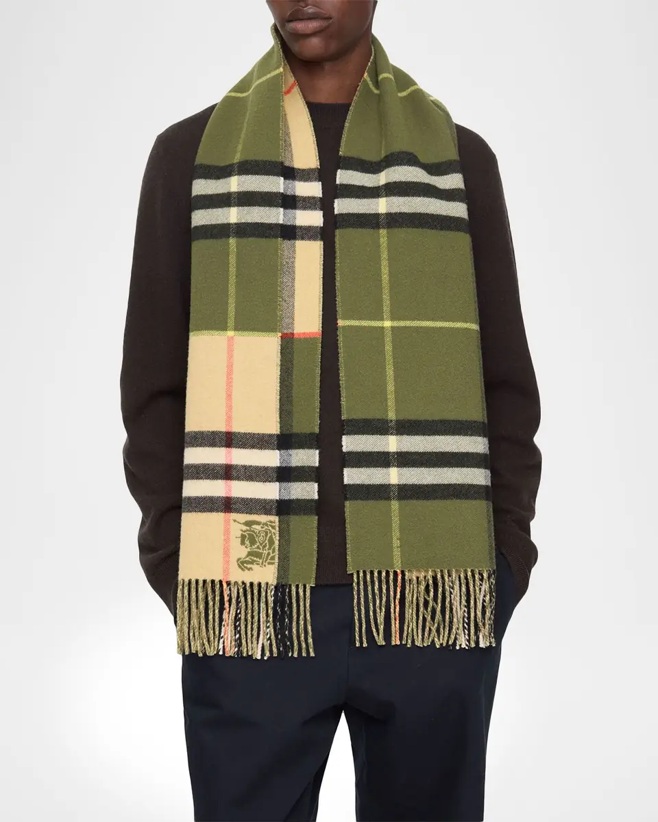 Burberry Men's Contrast Check Cashmere Scarf | Thumbnail 3 Burberry Men's Contrast Check Cashmere Scarf | Thumbnail 3