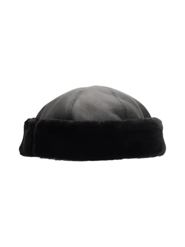 Pologeorgis Men's Napa Leather and Shearling Trapper Hat