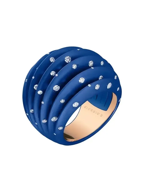 Palma Blue Titanium and 18K Rose Gold Starburst Ring with Diamonds Palma Blue Titanium and 18K Rose Gold Starburst Ring with Diamonds