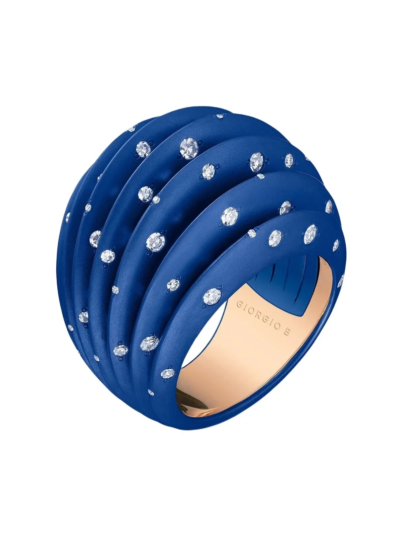 GIORGIO B Palma Blue Titanium and 18K Rose Gold Starburst Ring with Diamonds