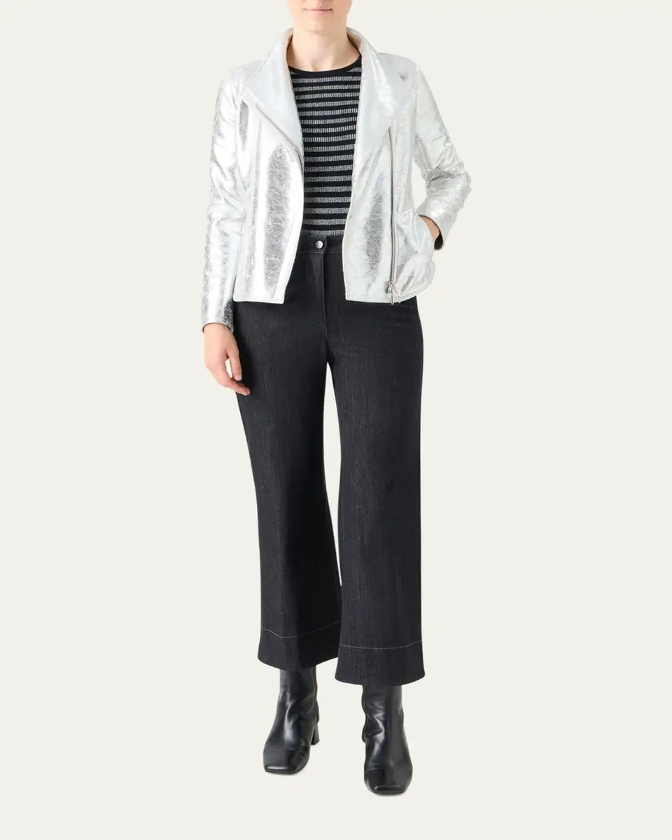 Akris punto Metallic Leather Moto Jacket | Thumbnail 2 Akris punto Metallic Leather Moto Jacket | Thumbnail 2