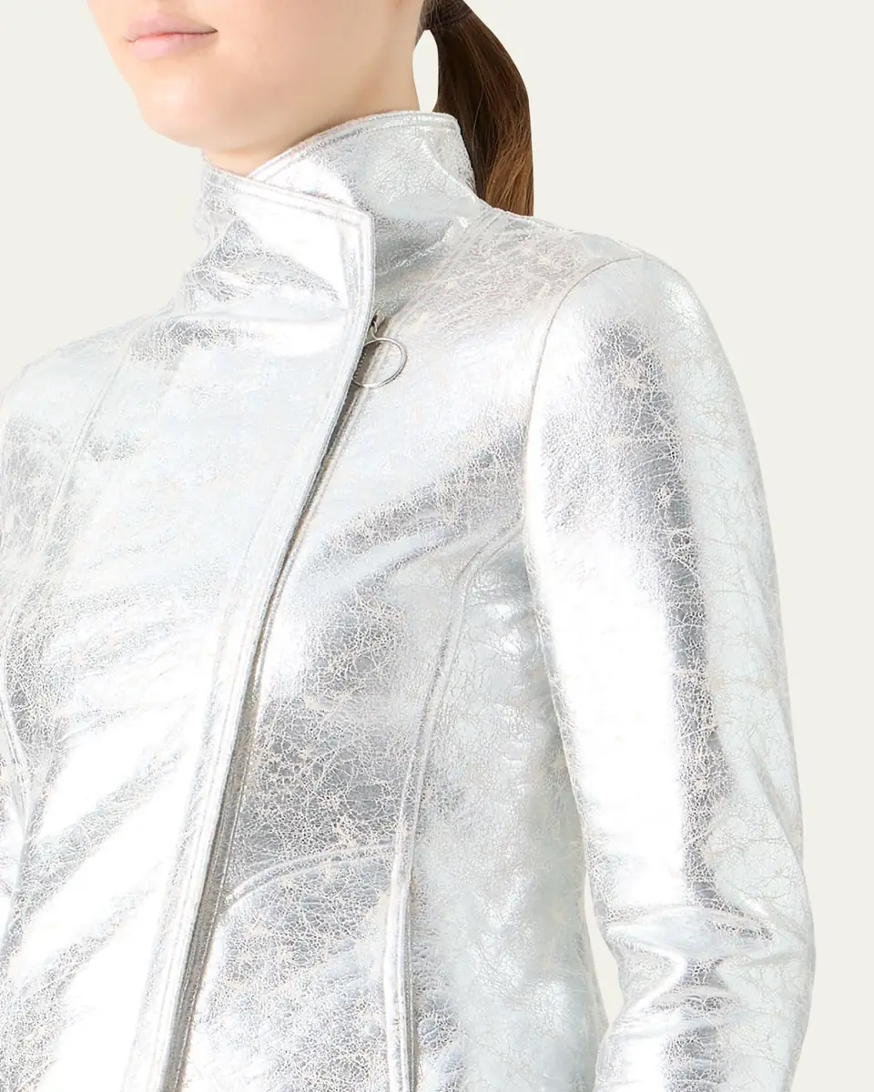 Akris punto Metallic Leather Moto Jacket | Thumbnail 5 Akris punto Metallic Leather Moto Jacket | Thumbnail 5