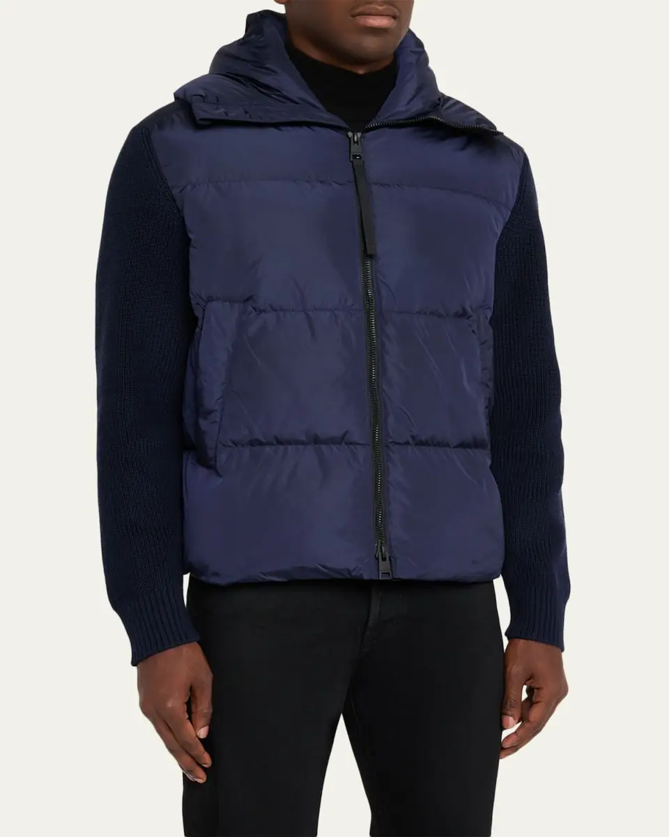 Canada Goose Men's HyBridge Wool-Knit Nylon Down Hooded Jacket | Thumbnail 4
