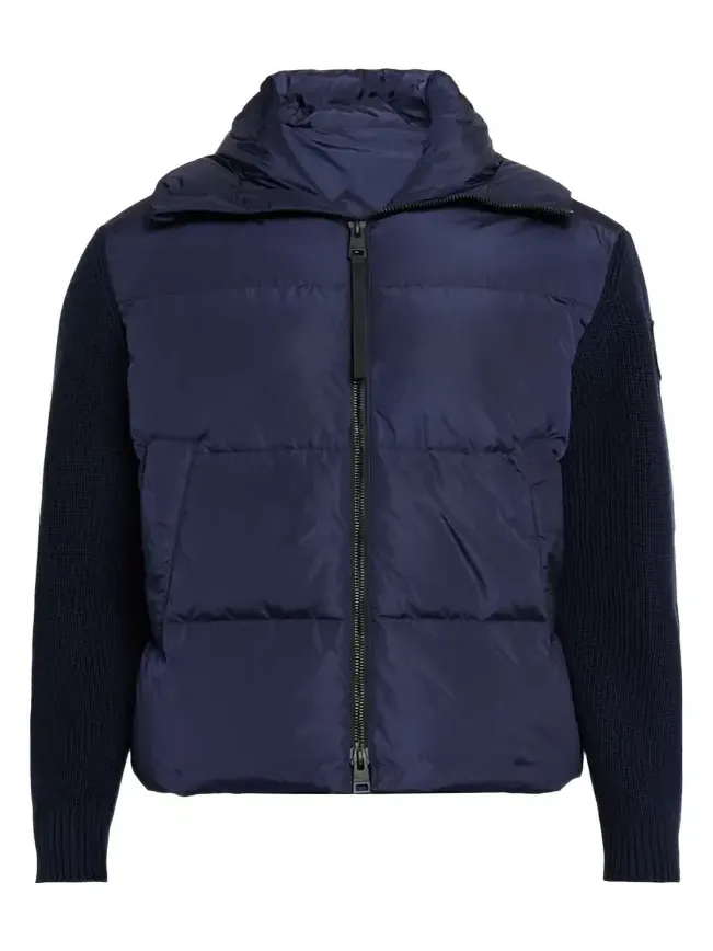 Men's HyBridge Wool-Knit Nylon Down Hooded Jacket