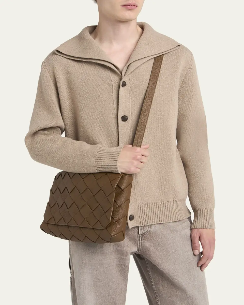 Bottega Veneta Men's Diago Large Intreccio Leather Crossbody Bag | Thumbnail 6 Bottega Veneta Men's Diago Large Intreccio Leather Crossbody Bag | Thumbnail 6