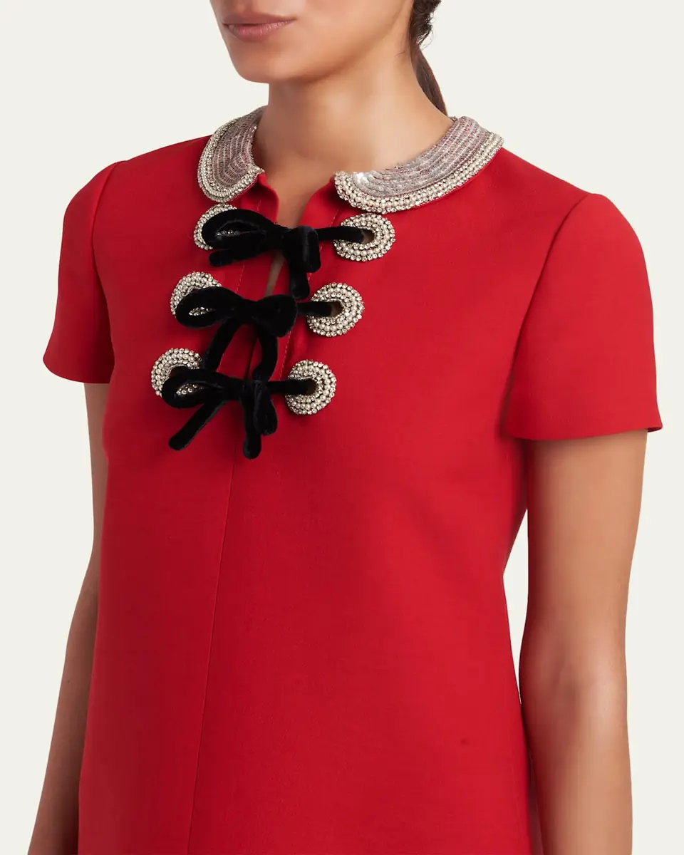 Valentino Garavani Embroidered Velvet Bow Midi Dress | Thumbnail 7 Valentino Garavani Embroidered Velvet Bow Midi Dress | Thumbnail 7