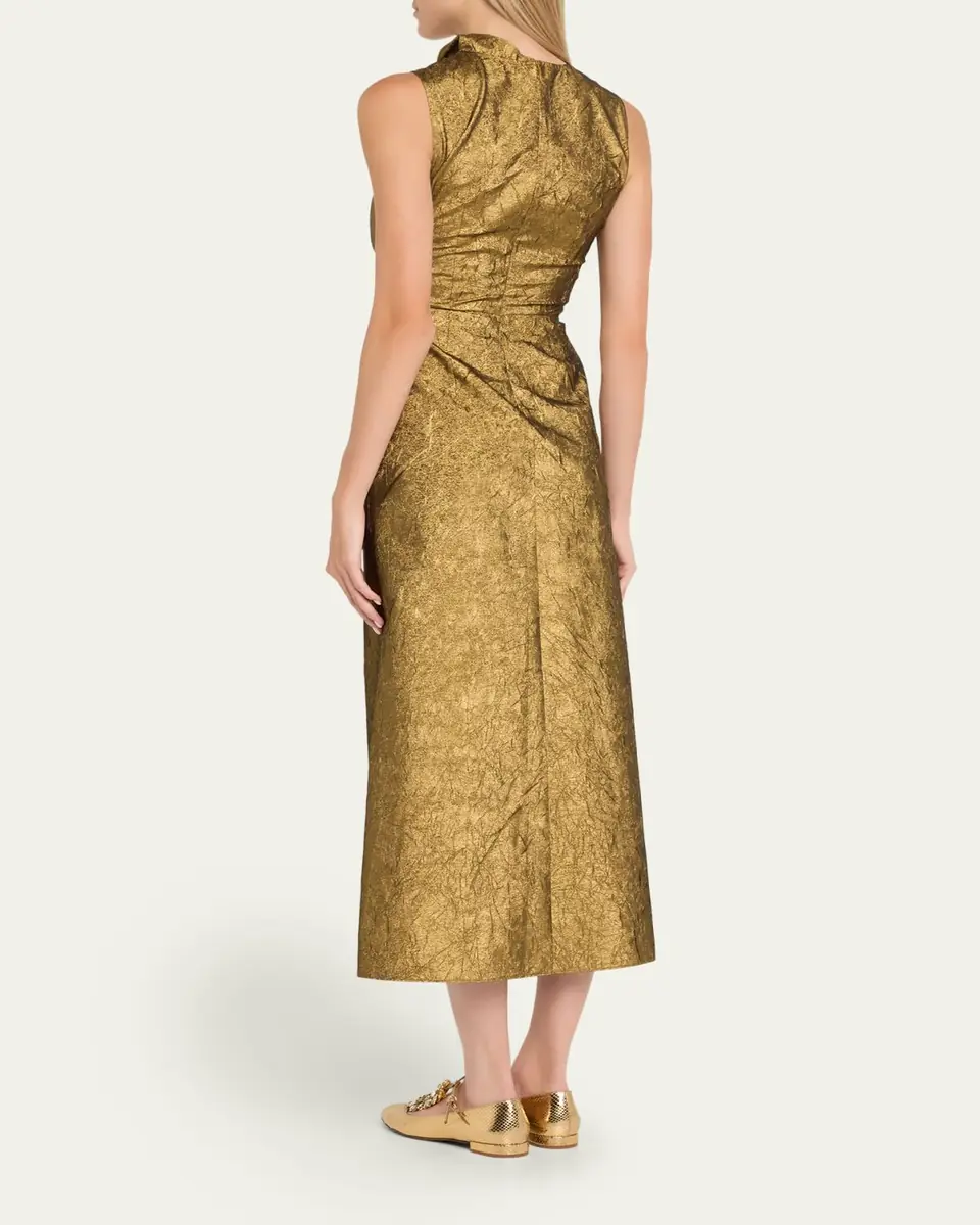 Ulla Johnson Demetria Metallic Sleeveless Ruched Midi Dress | Thumbnail 3 Ulla Johnson Demetria Metallic Sleeveless Ruched Midi Dress | Thumbnail 3