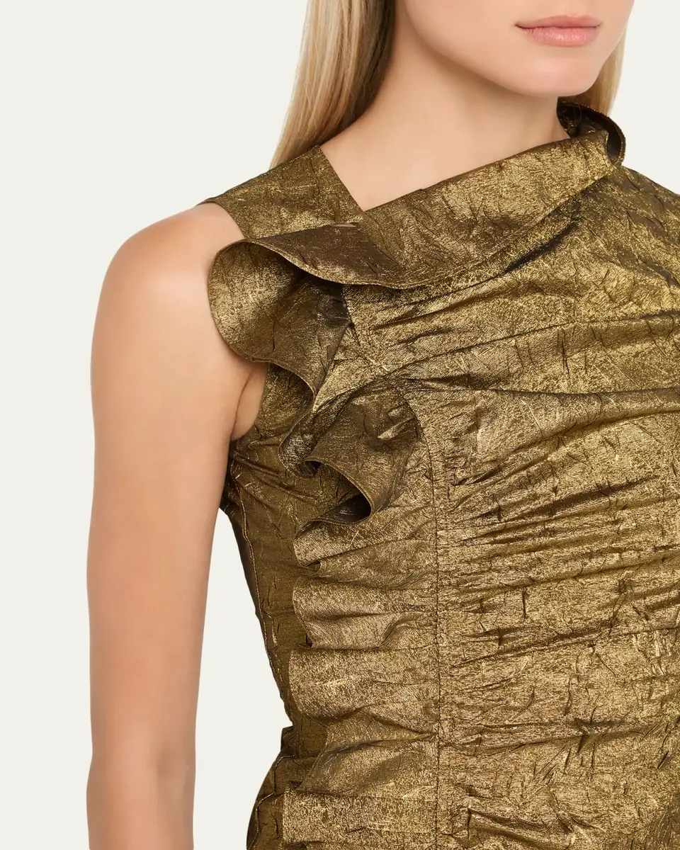 Ulla Johnson Demetria Metallic Sleeveless Ruched Midi Dress | Thumbnail 5 Ulla Johnson Demetria Metallic Sleeveless Ruched Midi Dress | Thumbnail 5