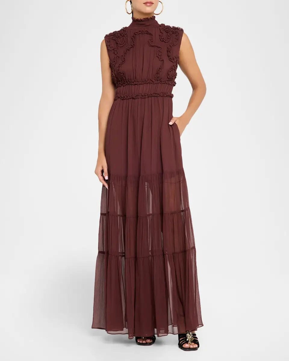 Ulla Johnson Verona Smocked Silk Turtleneck Gown | Thumbnail 12