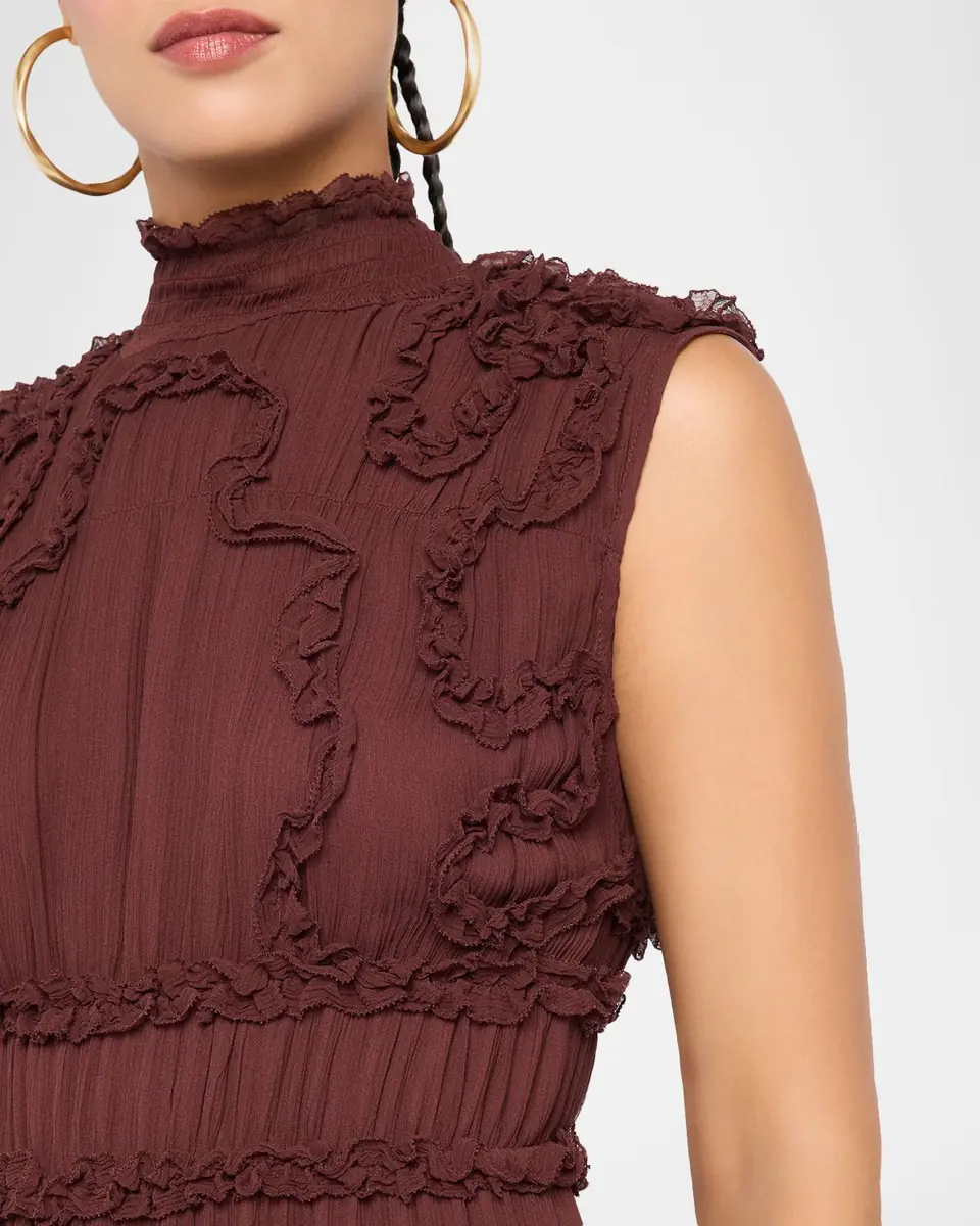 Ulla Johnson Verona Smocked Silk Turtleneck Gown | Thumbnail 13