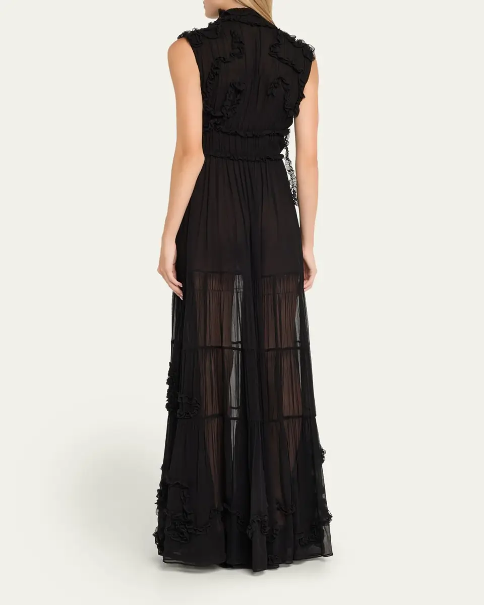 Ulla Johnson Verona Smocked Silk Turtleneck Gown | Thumbnail 3
