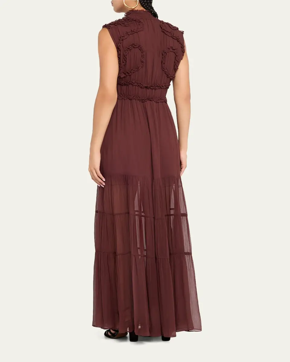 Ulla Johnson Verona Smocked Silk Turtleneck Gown | Thumbnail 7