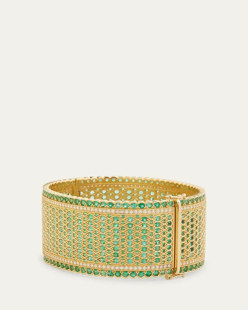 Jamie Wolf 18K Gold Woven Emerald & Diamond Bracelet | Thumbnail 2