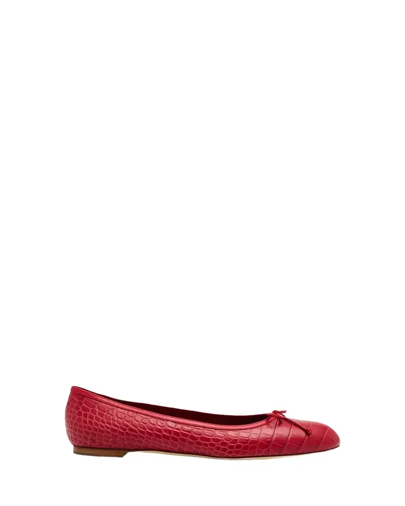 Manolo Blahnik Verallim Croc-Embossed Leather Ballerina Flats | Image 1 Manolo Blahnik Verallim Croc-Embossed Leather Ballerina Flats | Image 1