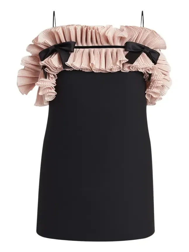 Ruffle Bow Sleeveless Mini Dress