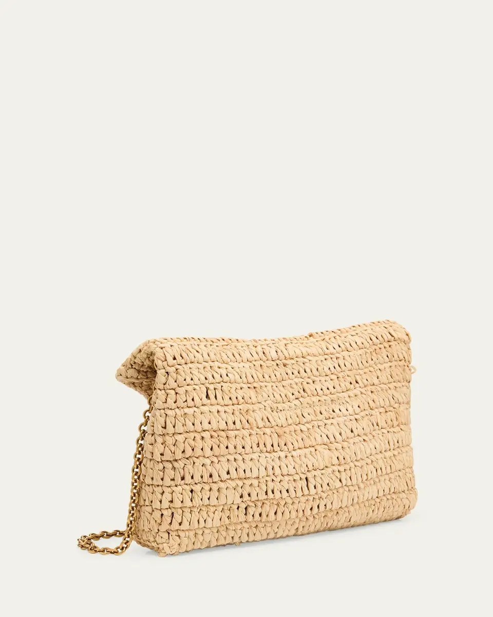 Saint Laurent Envelope Flap YSL Shoulder Bag in Raffia | Thumbnail 3 Saint Laurent Envelope Flap YSL Shoulder Bag in Raffia | Thumbnail 3