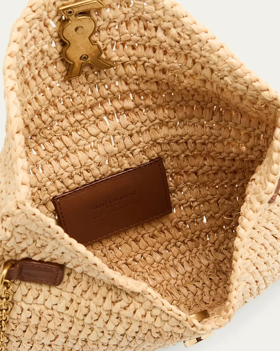 Saint Laurent Envelope Flap YSL Shoulder Bag in Raffia | Thumbnail 4 Saint Laurent Envelope Flap YSL Shoulder Bag in Raffia | Thumbnail 4