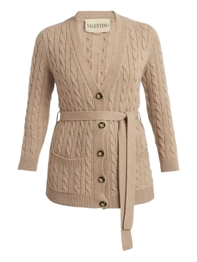 Cable-Knit Longline Cashmere Cardigan