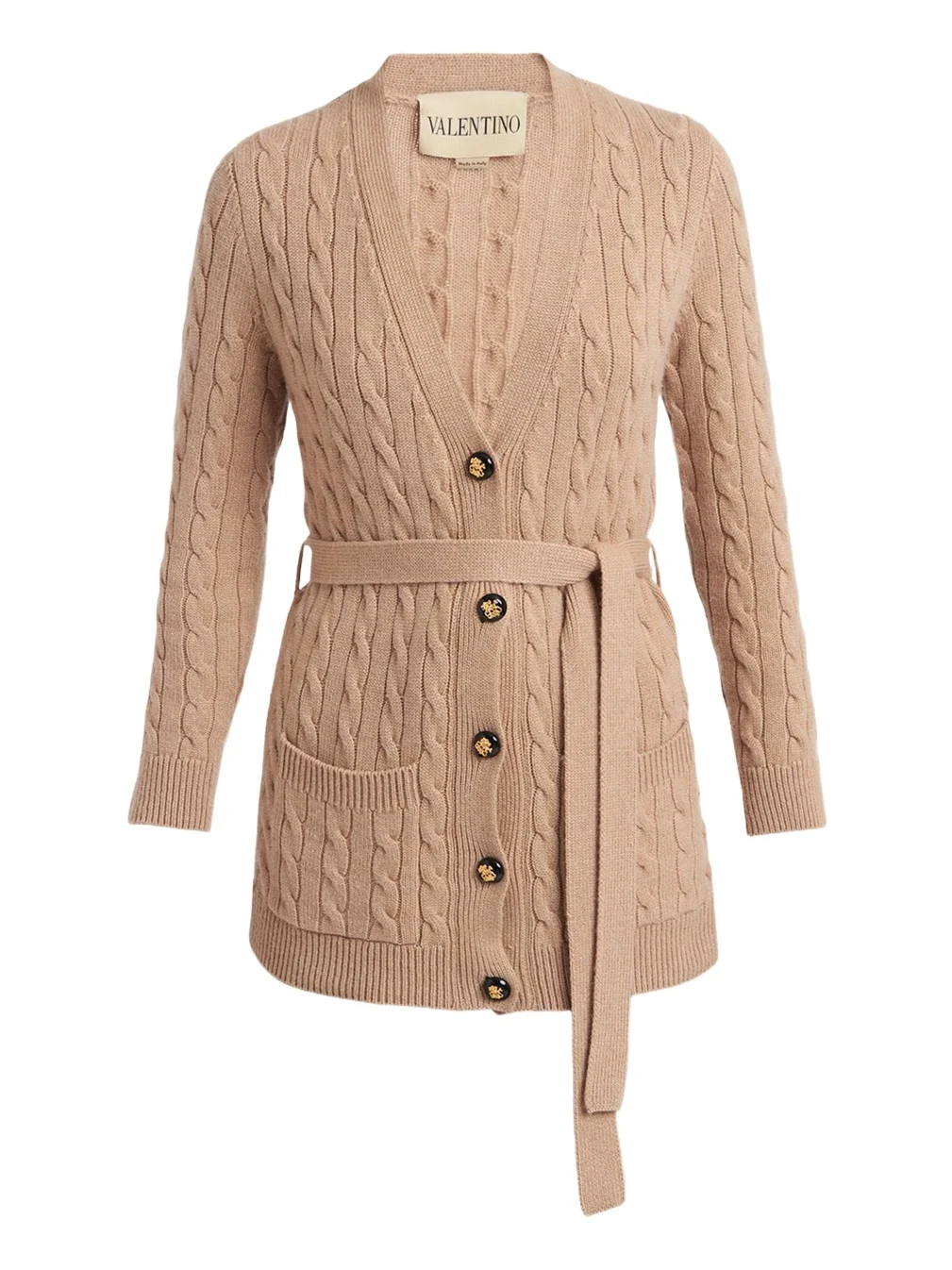 Valentino Garavani Cable-Knit Longline Cashmere Cardigan