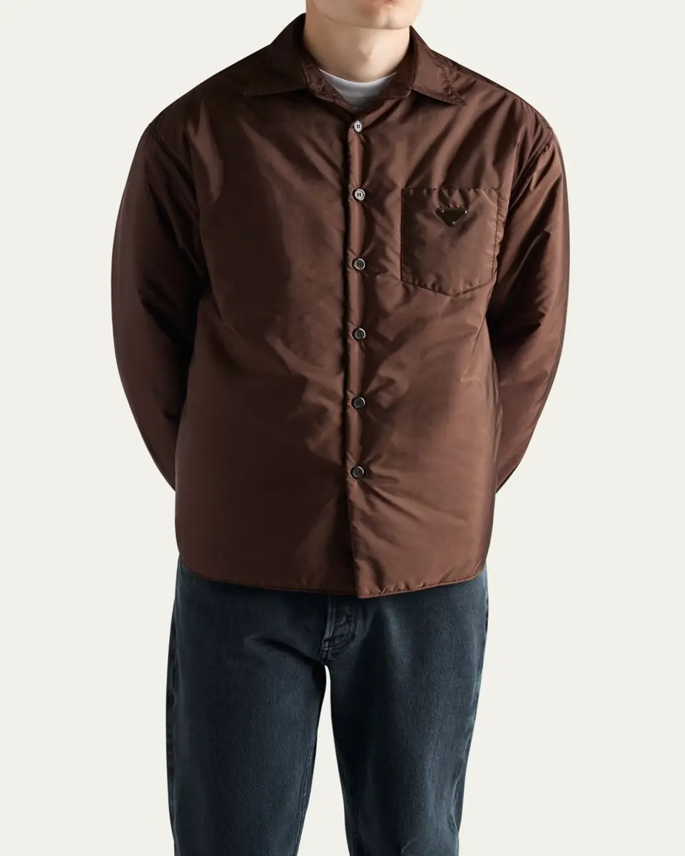 Prada Men's Re-Nylon Padded Button-Down Shirt | Thumbnail 3
