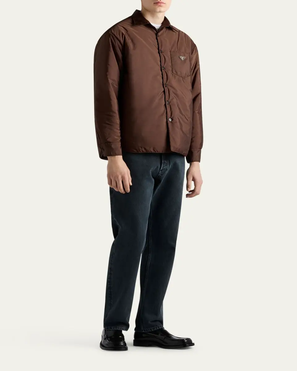 Prada Men's Re-Nylon Padded Button-Down Shirt | Thumbnail 5