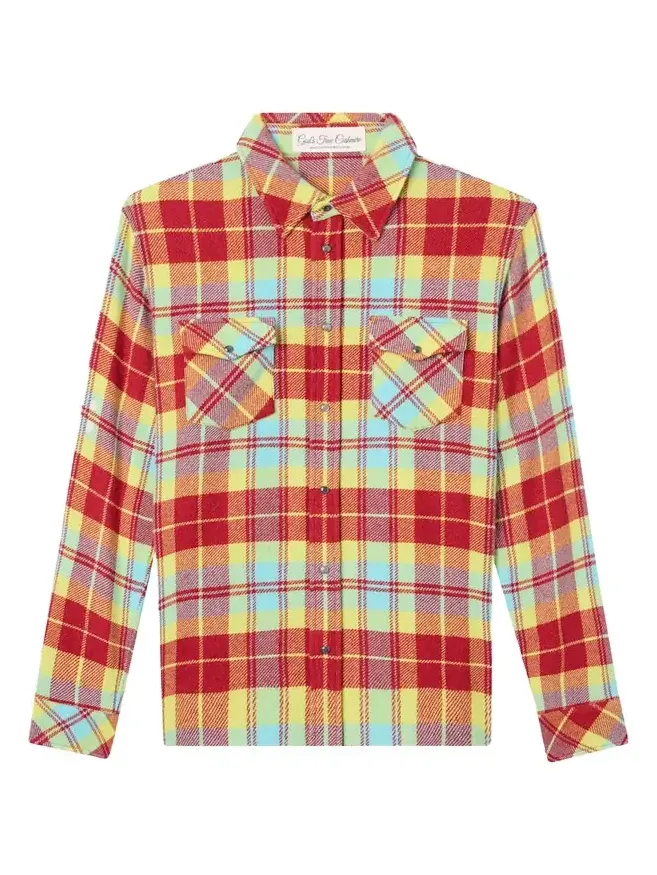 Men's Cashmere Tartan Two-Pocket Button-Down Shirt Men's Cashmere Tartan Two-Pocket Button-Down Shirt