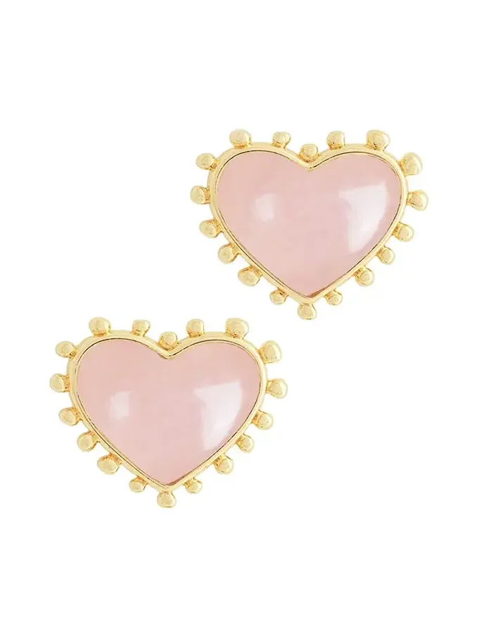 Heart Stone Stud Earrings