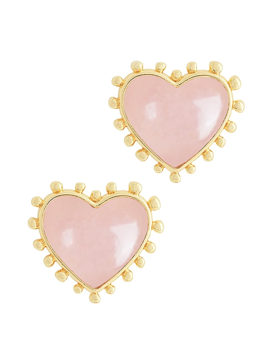 Anabel Aram Jewelry Heart Stone Stud Earrings