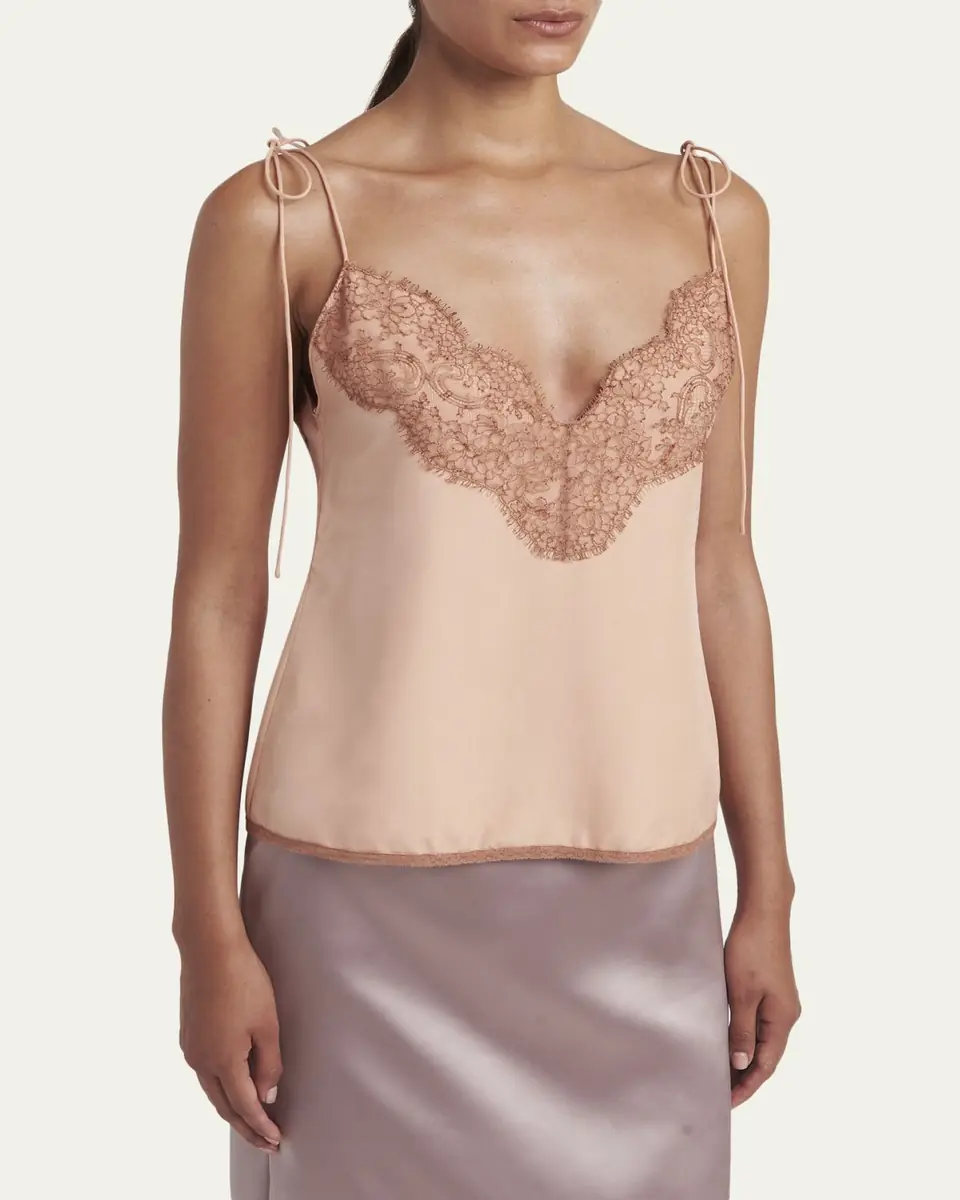 Valentino Garavani Lace-Trim Silk Cami Top | Thumbnail 4 Valentino Garavani Lace-Trim Silk Cami Top | Thumbnail 4