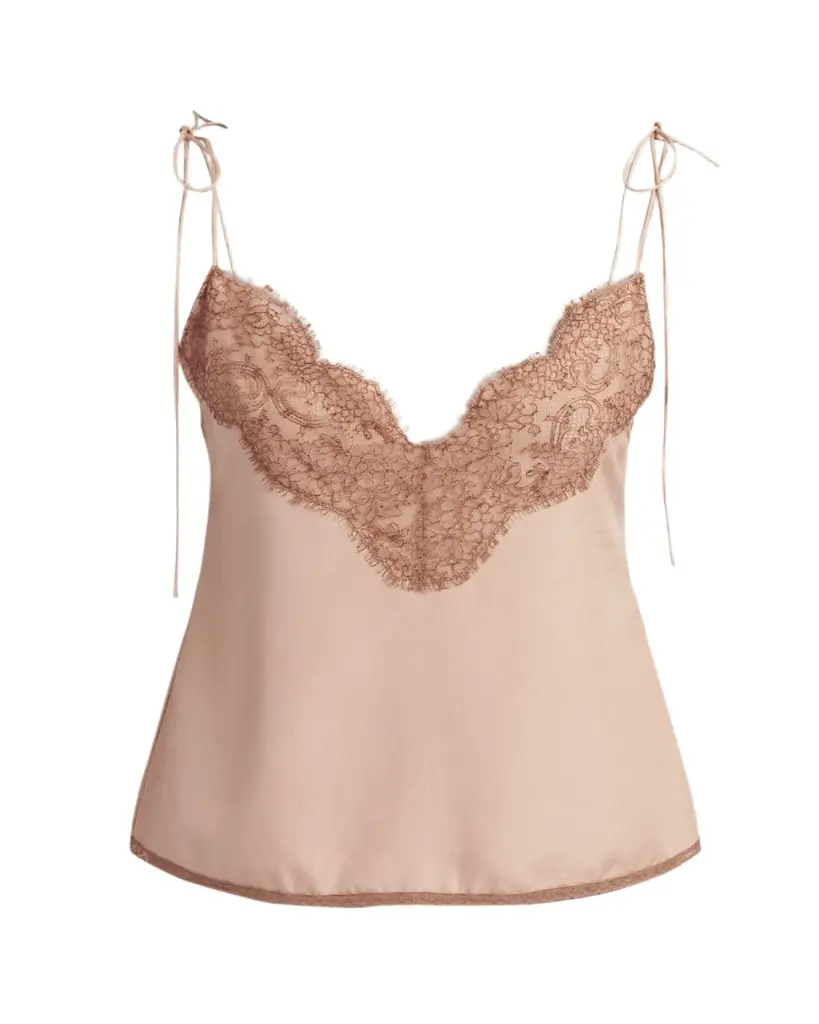 Valentino Garavani Lace-Trim Silk Cami Top | Image 1 Valentino Garavani Lace-Trim Silk Cami Top | Image 1