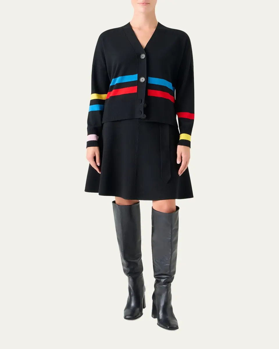 Akris punto Striped Knit V-Neck Cardigan | Thumbnail 2