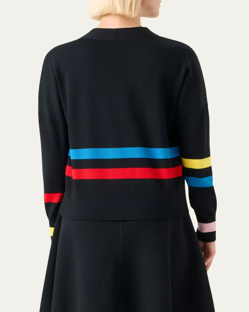 Akris punto Striped Knit V-Neck Cardigan | Thumbnail 3