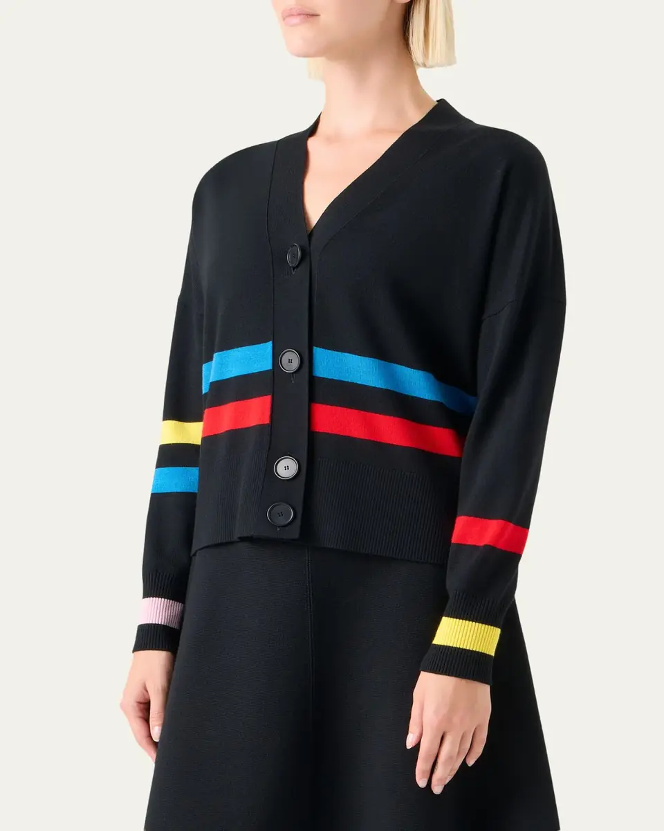Akris punto Striped Knit V-Neck Cardigan | Thumbnail 4