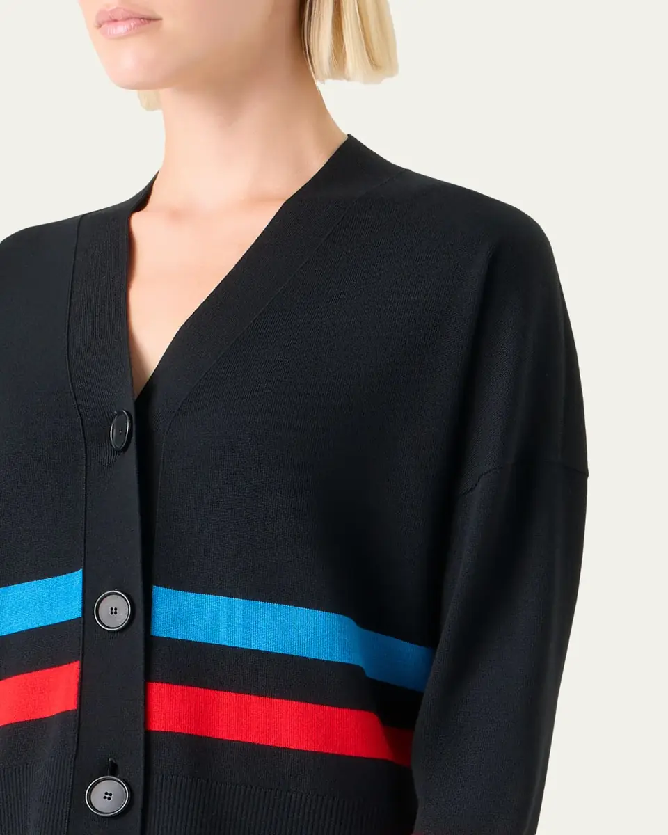 Akris punto Striped Knit V-Neck Cardigan | Thumbnail 5