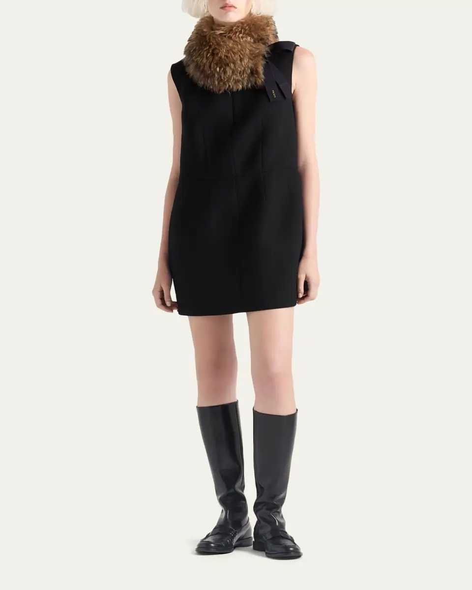 Prada Wool Bow Mini Dress | Thumbnail 2 Prada Wool Bow Mini Dress | Thumbnail 2