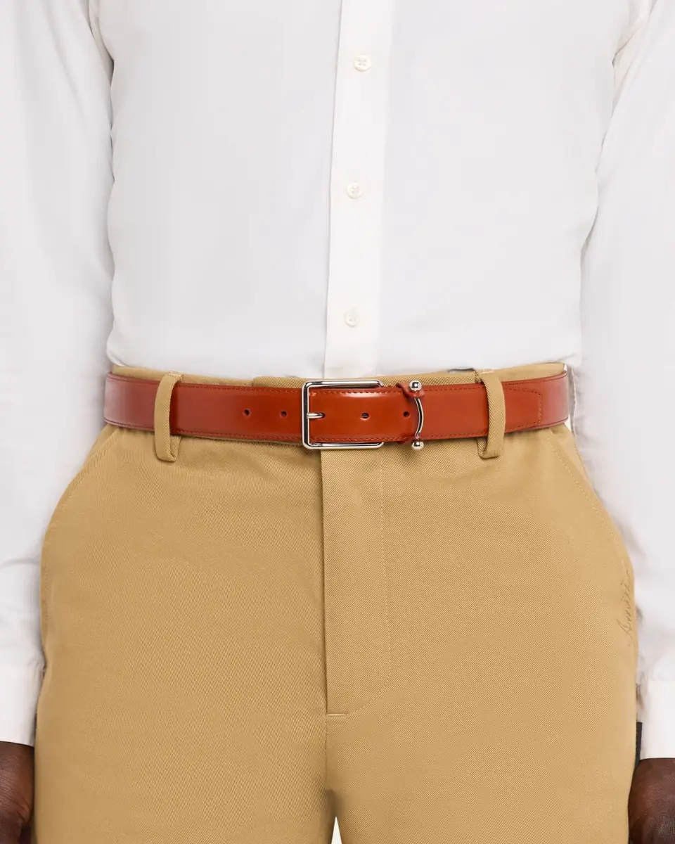 Christian Louboutin Men's Chambeliss Collar-Pin Smooth Leather Belt | Thumbnail 2