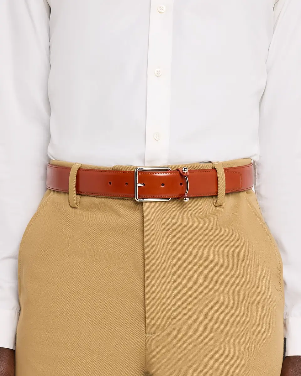 Christian Louboutin Men's Chambeliss Collar-Pin Smooth Leather Belt | Thumbnail 3