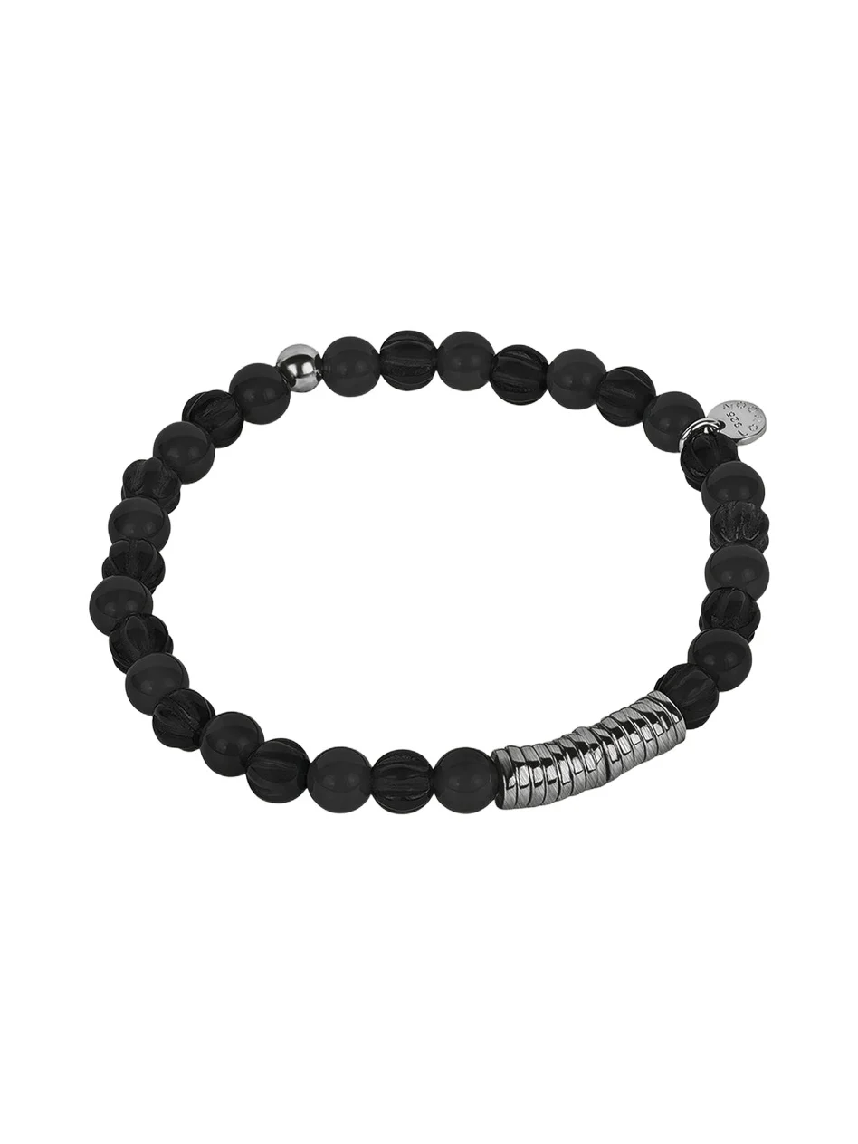 Tateossian Men's Classic Discs Black Agate Beaded Bracelet