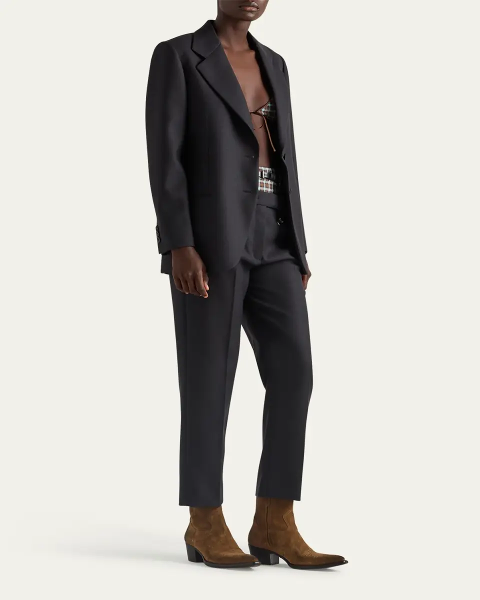 Prada Wool Gabardine Cropped Pants | Thumbnail 2