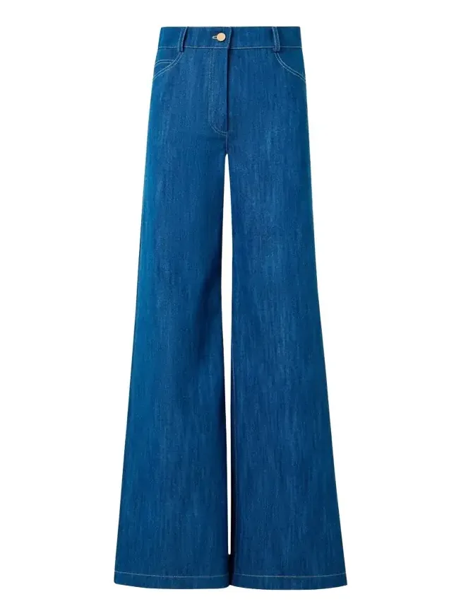 Cooper Stretch Denim Wide-Leg Pants