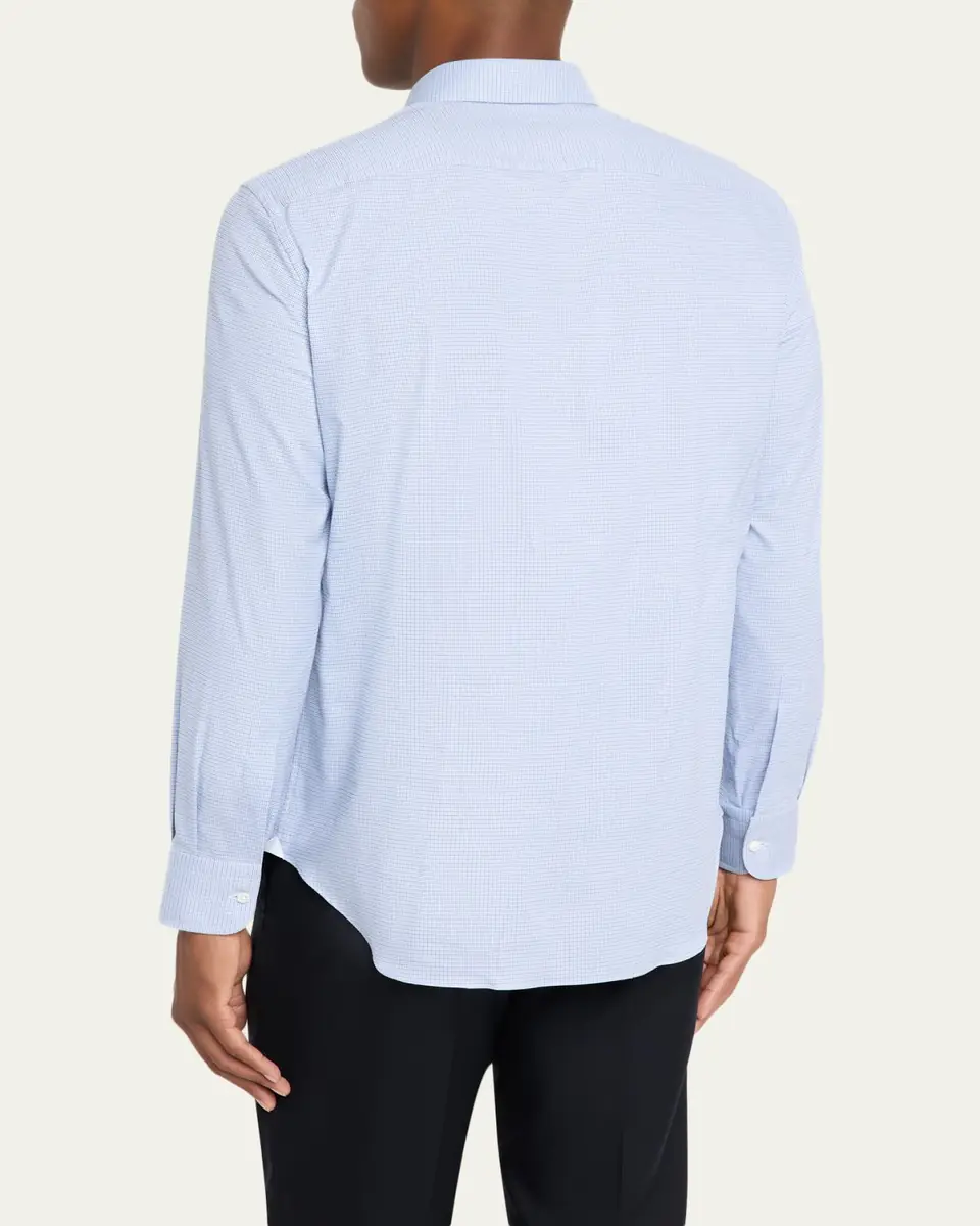 Bergdorf Goodman Men's Cotton Micro-Check Button-Collar Sport Shirt | Thumbnail 3